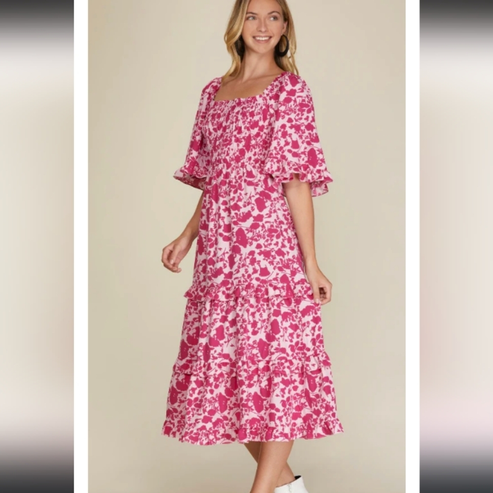 She+ Sky Floral Pink Dress